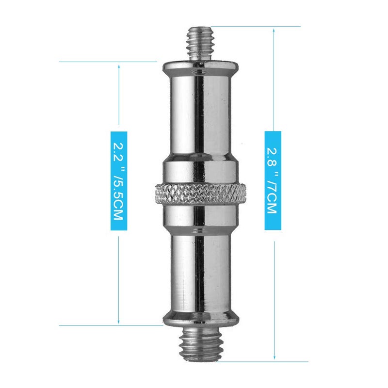 Wellmaking 2 Pieces Standard 1/4 to 3/8 inch Metal Male Convertor Threaded Screw Adapter Spigot Stud for Studio Light Stand, Hotshoe/Coldshoe Adapter, Ball Head, Wireless Flash Receiver, Trigger - Image 3